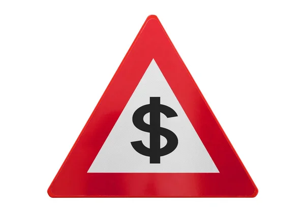 Trafikskylt Isolerad Dollar Tecken Vitt — Stockfoto