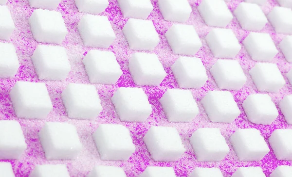 Patrón Sin Costura Terrones Azúcar Dulce Blanco Fondo Rosa —  Fotos de Stock