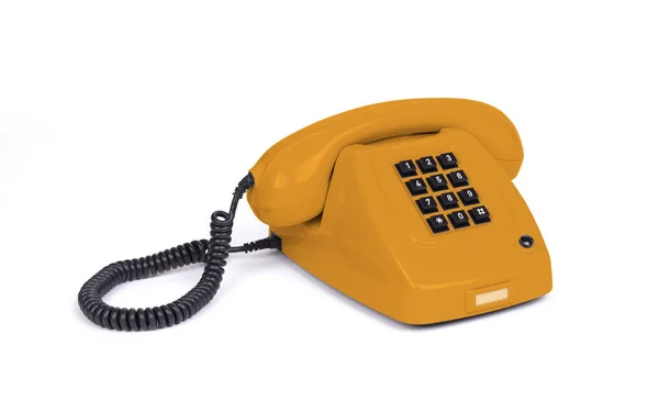 Telefone Laranja Vintage Com Fundo Branco — Fotografia de Stock