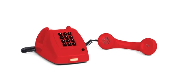 Rotes Telefon Mit Weißem Hintergrund — Stockfoto