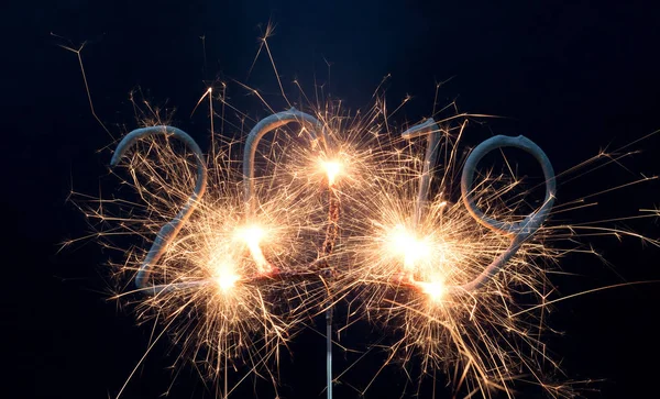 Sparkler isolated on a solid black background, 2019, happy newyear!