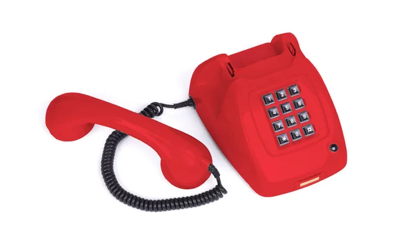 Vintage Piros Telefon Fehér Háttérrel — Stock Fotó