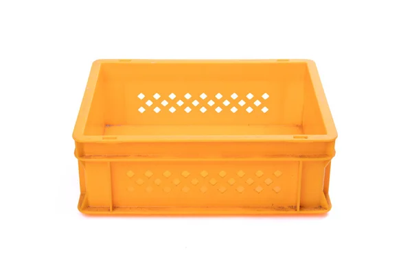 Cajón Plástico Amarillo Vacío Aislado Blanco —  Fotos de Stock