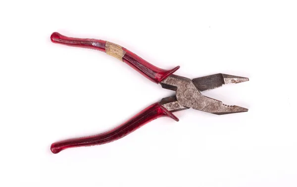 Old Red Pliers Isolated White Background — Stock Photo, Image