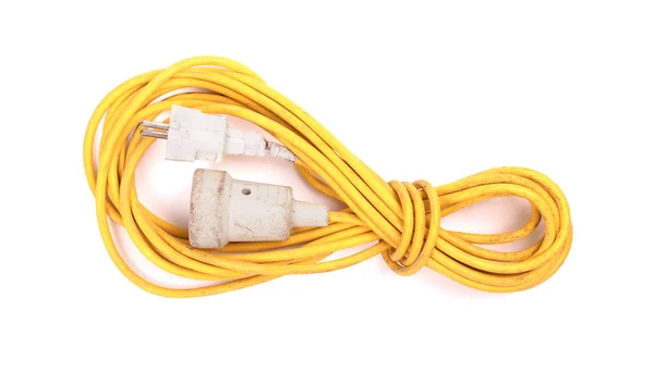 Cable Extensión Amarillo Aislado Sobre Fondo Blanco — Foto de Stock