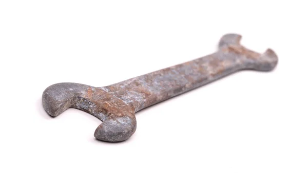 Old Wrench Isolated Selective Focus White Background — Stock Photo, Image