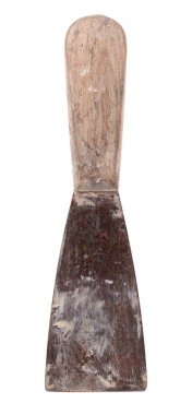 Beyaz arka planda izole edilmiş eski bir oyuncak bıçak.