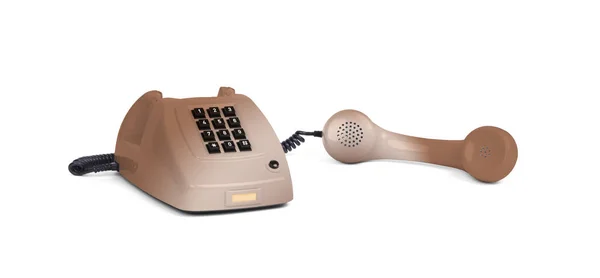 Vintage Telefono Marrone Con Sfondo Bianco — Foto Stock