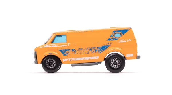 Πορτοκαλί Μεταλλικό Παιχνίδι Αυτοκίνητο Φορτηγό Απομονώνονται Λευκό — Φωτογραφία Αρχείου