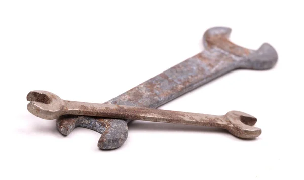 Old Wrenches Isolated Selective Focus White Background — Stock Photo, Image