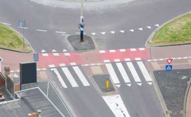 Zebra Hollanda 'da bir kavşaktan geçiyor.
