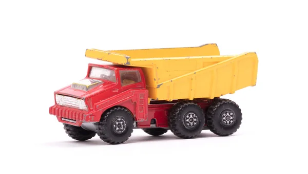 Dump Truck Speelgoed Geïsoleerd Witte Achtergrond — Stockfoto