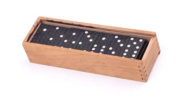 Oud Domino Spel Geïsoleerd Een Witte Achtergrond — Stockfoto