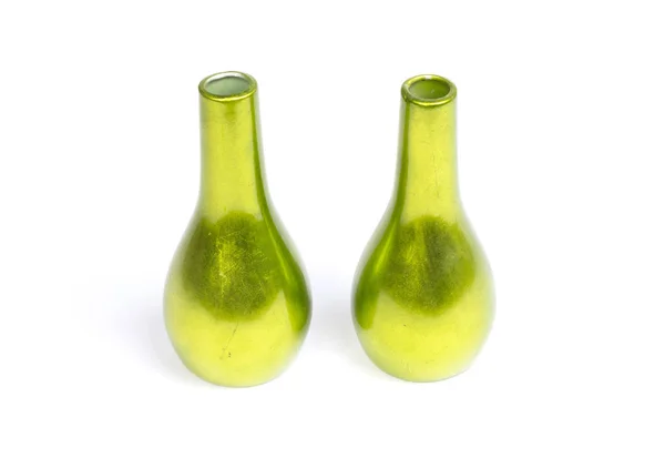 Vases Verts Isolés Sur Fond Blanc — Photo