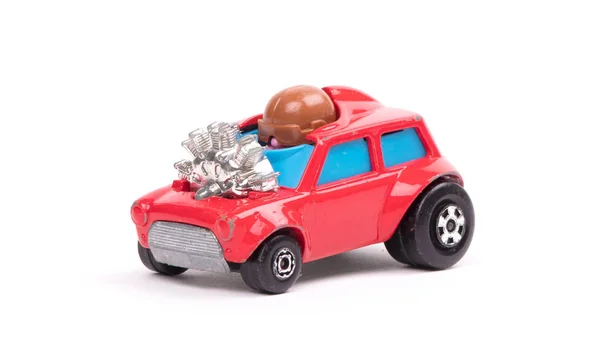 Carro Brinquedo Metal Vermelho Isolado Branco — Fotografia de Stock