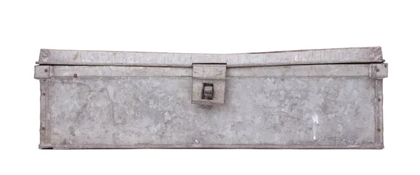 Παλιό Μεταλλικό Κουτί Που Απομονώνεται Λευκό Φόντο Χρησιμοποιείται Για Ναυτιλία — Φωτογραφία Αρχείου