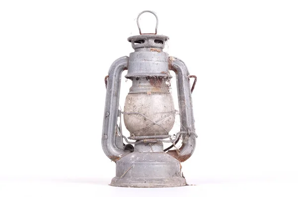 Vintage Lampada Lanterna Olio Cherosene Isolato Sfondo Bianco — Foto Stock