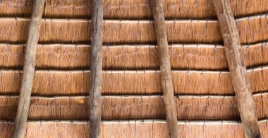 Ahşap ve sazlıktan yapılmış çatı - Namibya