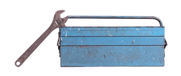 Старый Металлический Ящик Изолированный Белом Фоне — стоковое фото
