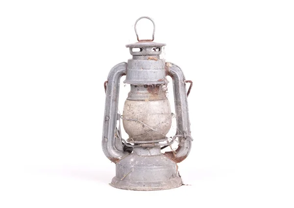 Lámpara Linterna Aceite Queroseno Vintage Aislada Sobre Fondo Blanco — Foto de Stock