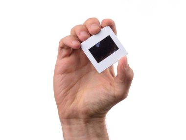 Çok eski bir slayt fotoğraf holding