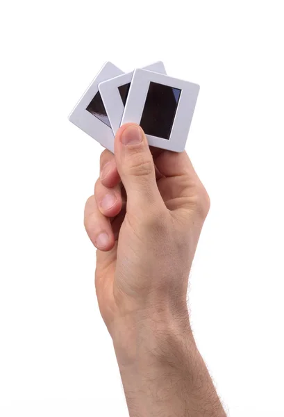 Holding a very old slide photo — Stock Photo, Image