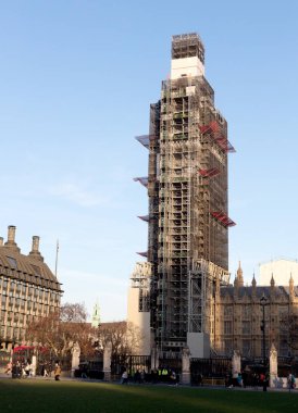 London, Büyük Britanya - Februari 21, 2019: Big Ben koruma