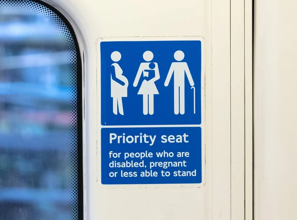 Priority seat in the London metro — Stock Photo, Image