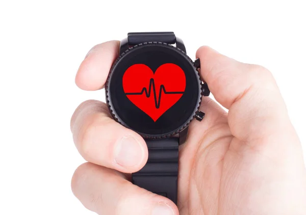 검은 smartwatch 절연, 하트 비트 — 스톡 사진