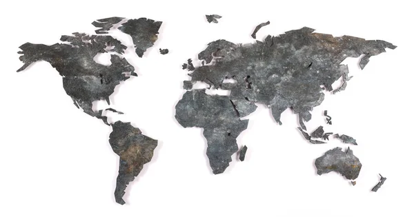 Mapa do mundo aproximadamente delineado - Metal — Fotografia de Stock