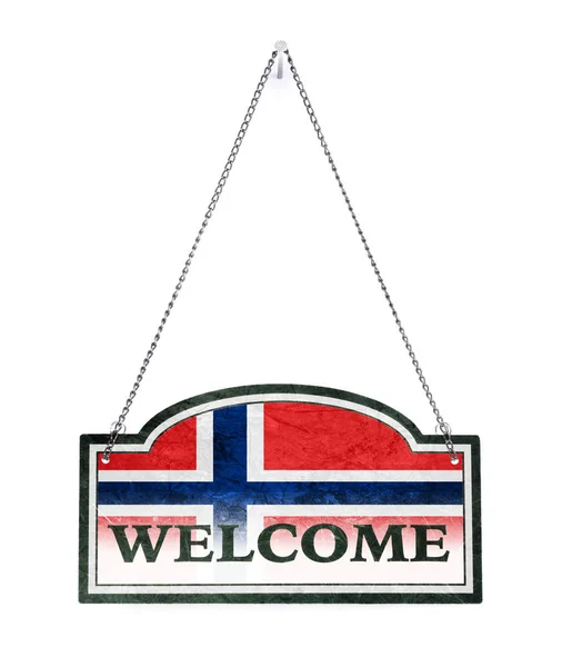Норвегія вітає вас! Старий знак металу ізольований — стокове фото