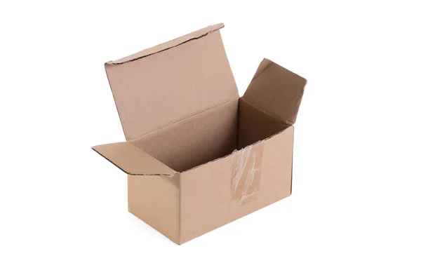 Cardboard box with flip open lid, lid open — Stock Photo, Image