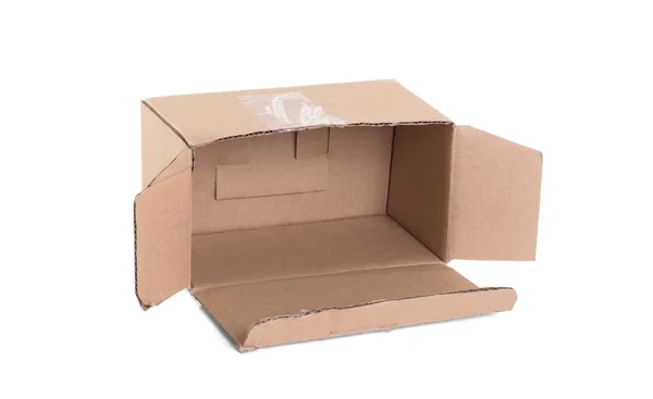 Caixa de papelão com tampa aberta, tampa aberta — Fotografia de Stock