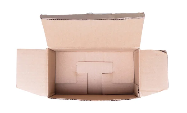 Caixa de papelão com tampa aberta, tampa aberta — Fotografia de Stock