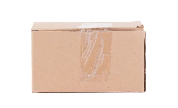 Cardboard box with flip closed lid, lid open Stock Picture