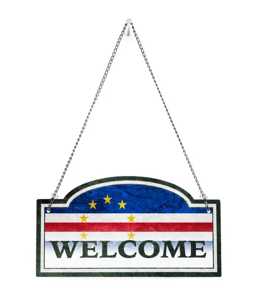 Cape Verde welcomes you! Old metal sign isolated — Stock Photo, Image