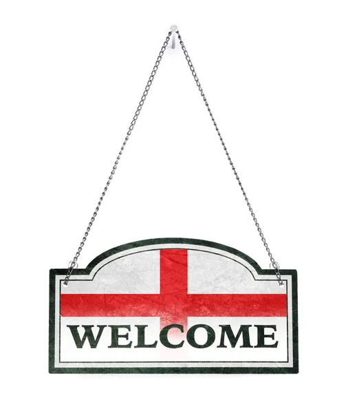 England welcomes you! Old metal sign isolated — Stock Photo, Image