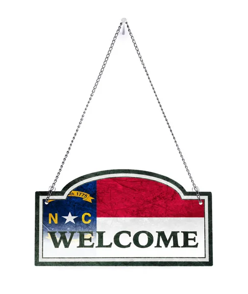 North Carolina welcomes you! Old metal sign isolated — Stock Photo, Image