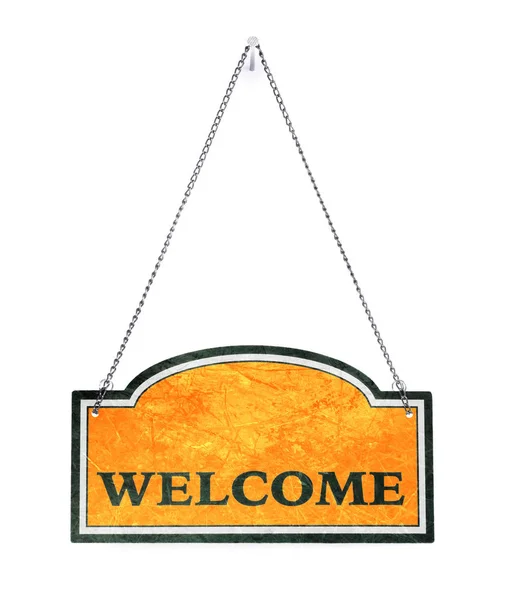 Be welcome! Old metal sign isolated — Stock Photo, Image