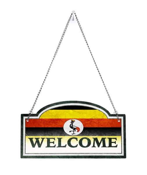 乌干达欢迎您！隔离旧金属标志 — 图库照片