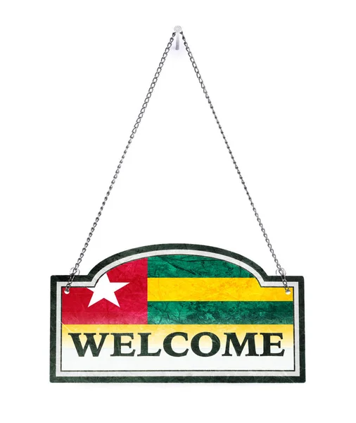 Togo welcomes you! Old metal sign isolated — Stock Photo, Image