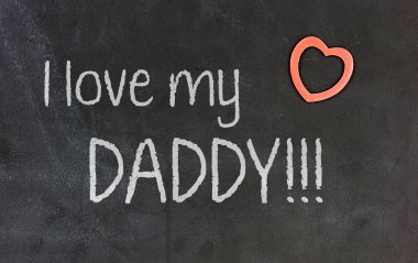 Küçük kırmızı kalpli kara tahta - Babamı seviyorum