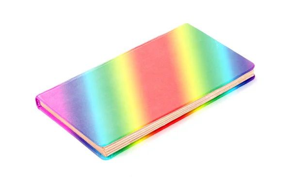 Gesloten oude regenboog gekleurd boek geïsoleerd — Stockfoto