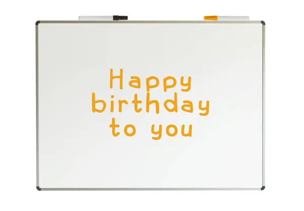 Gelukkige verjaardag aan u geschreven op een whiteboard — Stockfoto