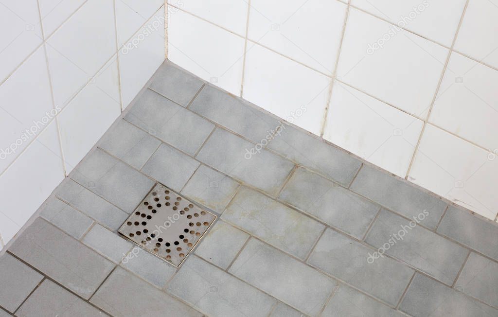Floor drain in an old shower