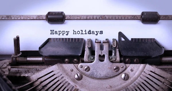 Fijne feestdagen, geschreven op een oude typemachine — Stockfoto