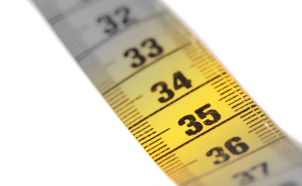 Measuring tape, selective focus on 35 — Stock Photo, Image