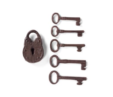 Paslı eski kilit beyazda izole edildi