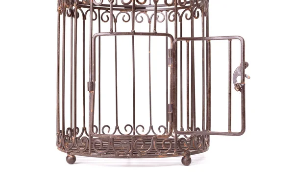 Empty birdcage on white background — Stock Photo, Image