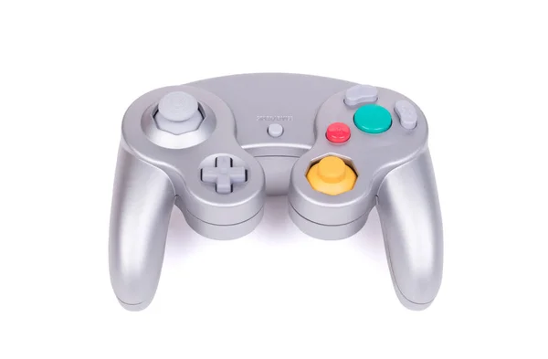 Controlador Console Joystick Videogame Sem Fio Cinza Isolado Branco — Fotografia de Stock